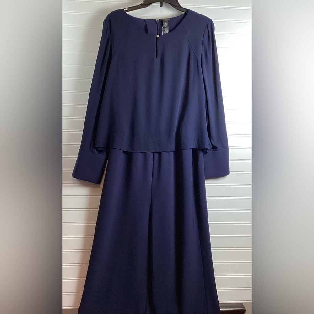 Chico’s NWT black Label Chiffon dressy Jumpsuits Size 1.5(Chico’s ) Navy Blue